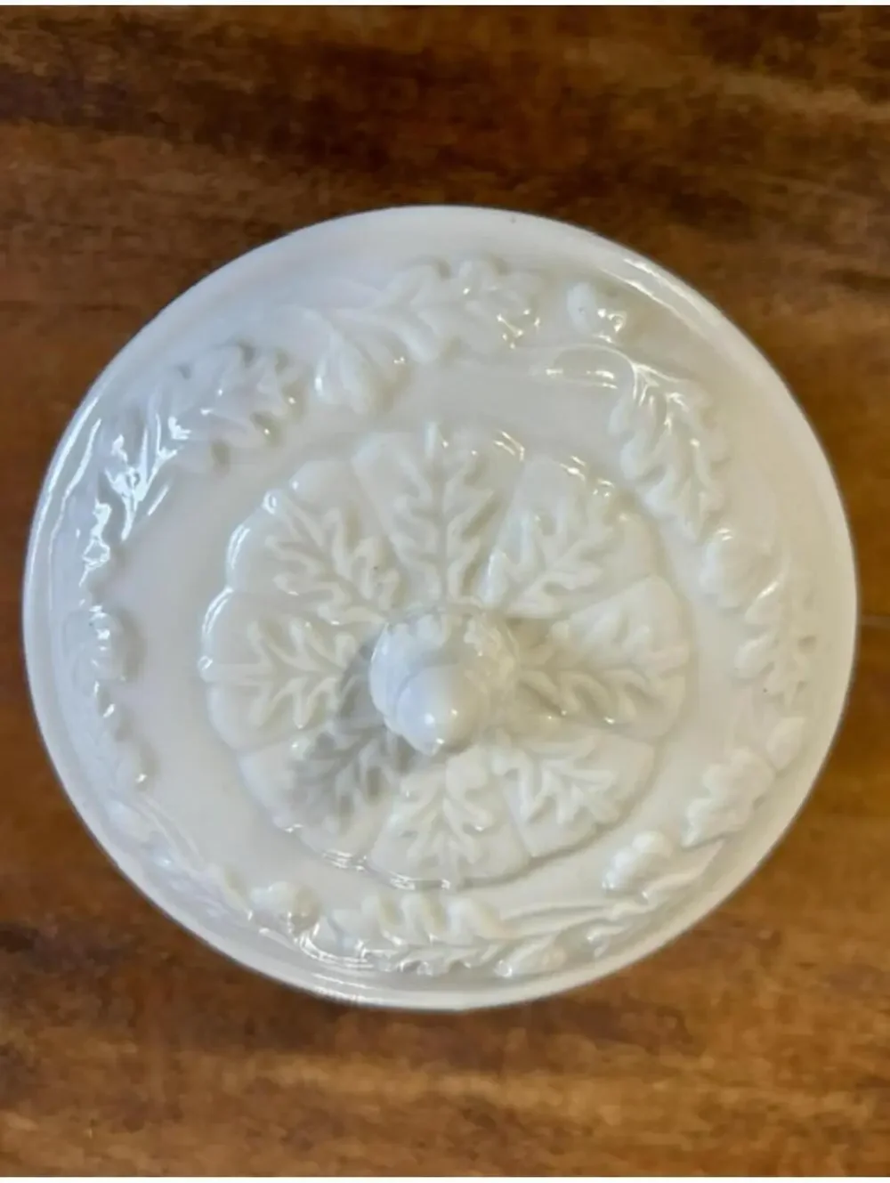 Vintage White Ceramic Decorative Covered Jar with Gold Trim
